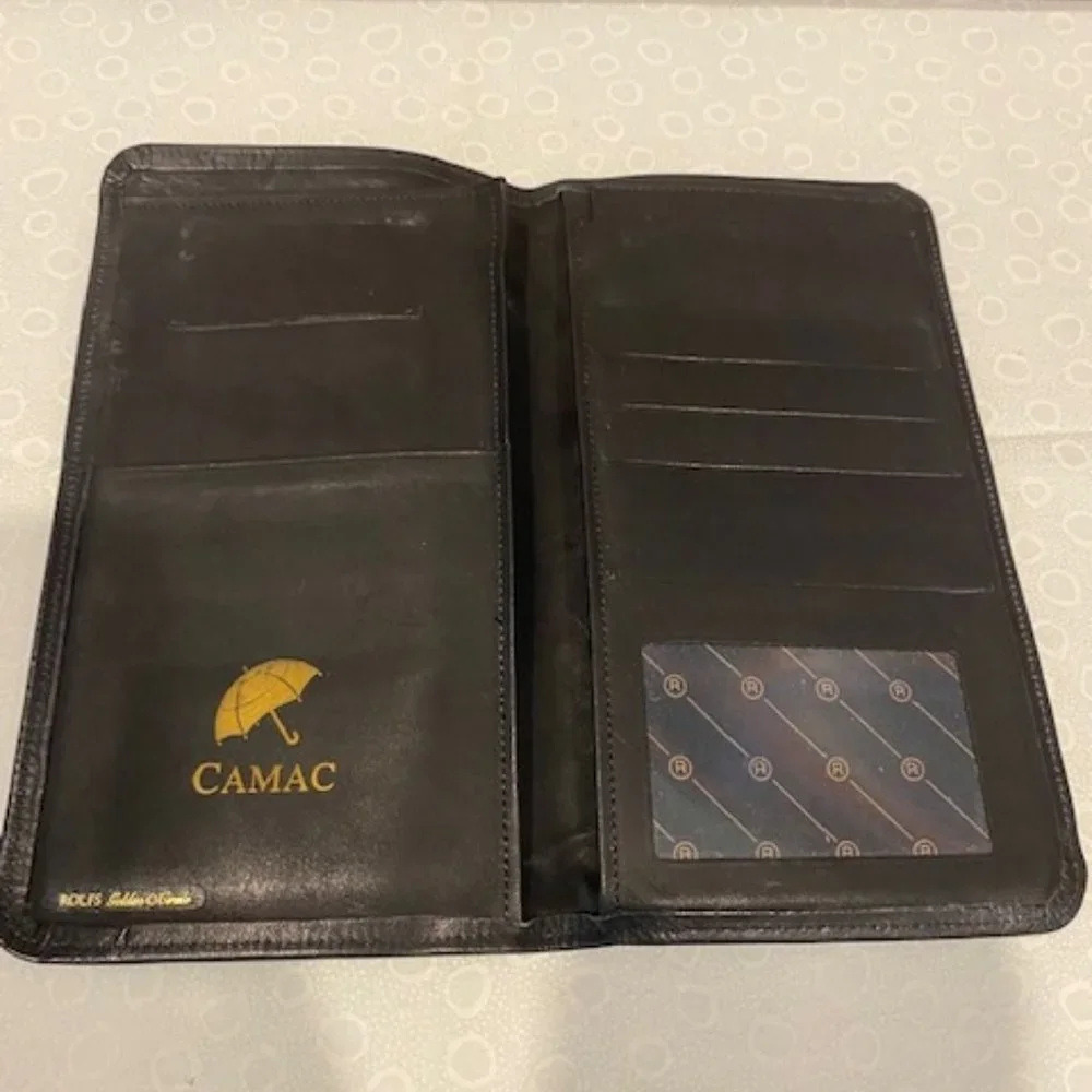 VTG ROLFS GOLDEN CIRCLE Black Leather Travel WALLET